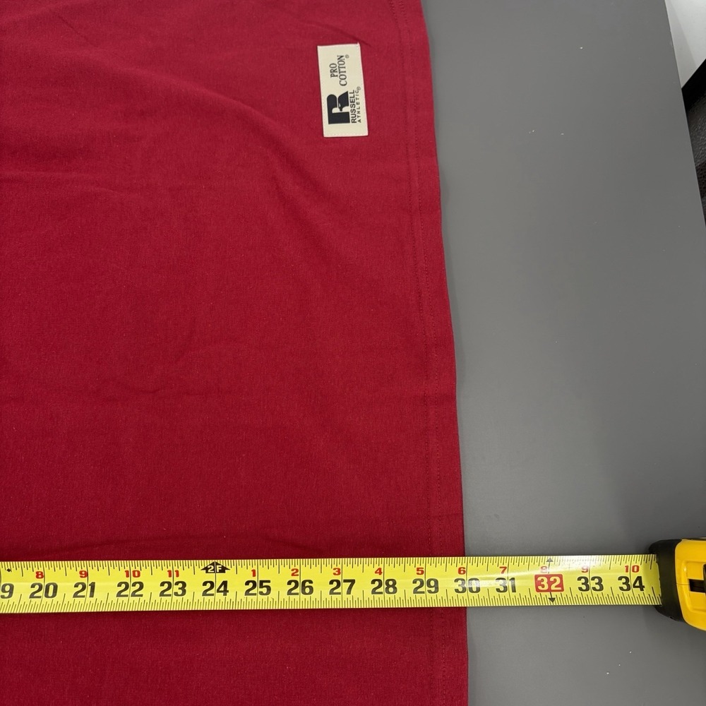 Vintage Russell Athletic Pocket Shirt Mens Large‎ Maroon Pro Cotton Active Y2K - Picture 7 of 7
